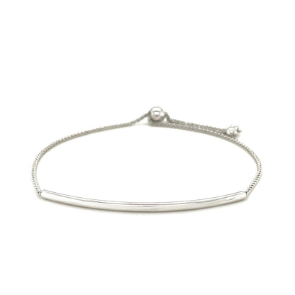 14k White Gold Smooth Curved Bar Lariat Design Bracelet Bids.com