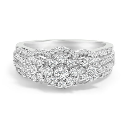.925 Sterling Silver 1.0 Cttw Diamond Engagement Ring and Soldered Wedding Band Set Bids.com