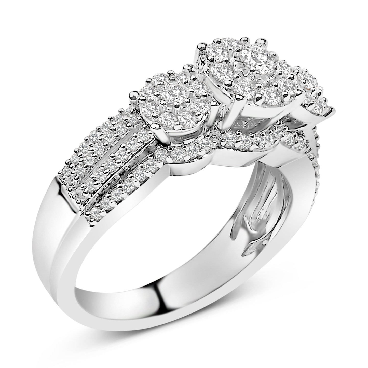.925 Sterling Silver 1.0 Cttw Diamond Engagement Ring and Soldered Wedding Band Set Bids.com