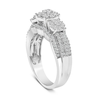 .925 Sterling Silver 1.0 Cttw Diamond Engagement Ring and Soldered Wedding Band Set Bids.com