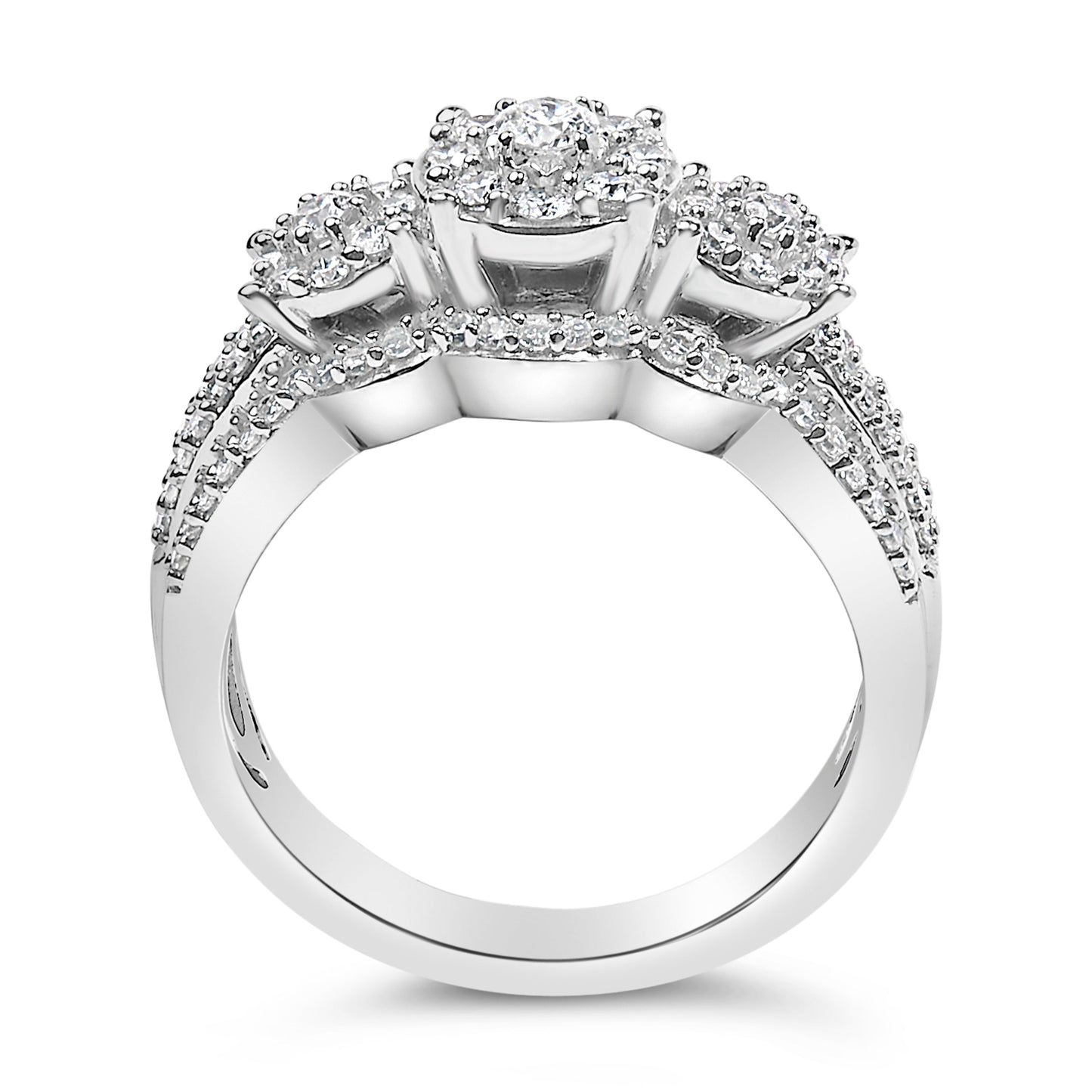 .925 Sterling Silver 1.0 Cttw Diamond Engagement Ring and Soldered Wedding Band Set Bids.com