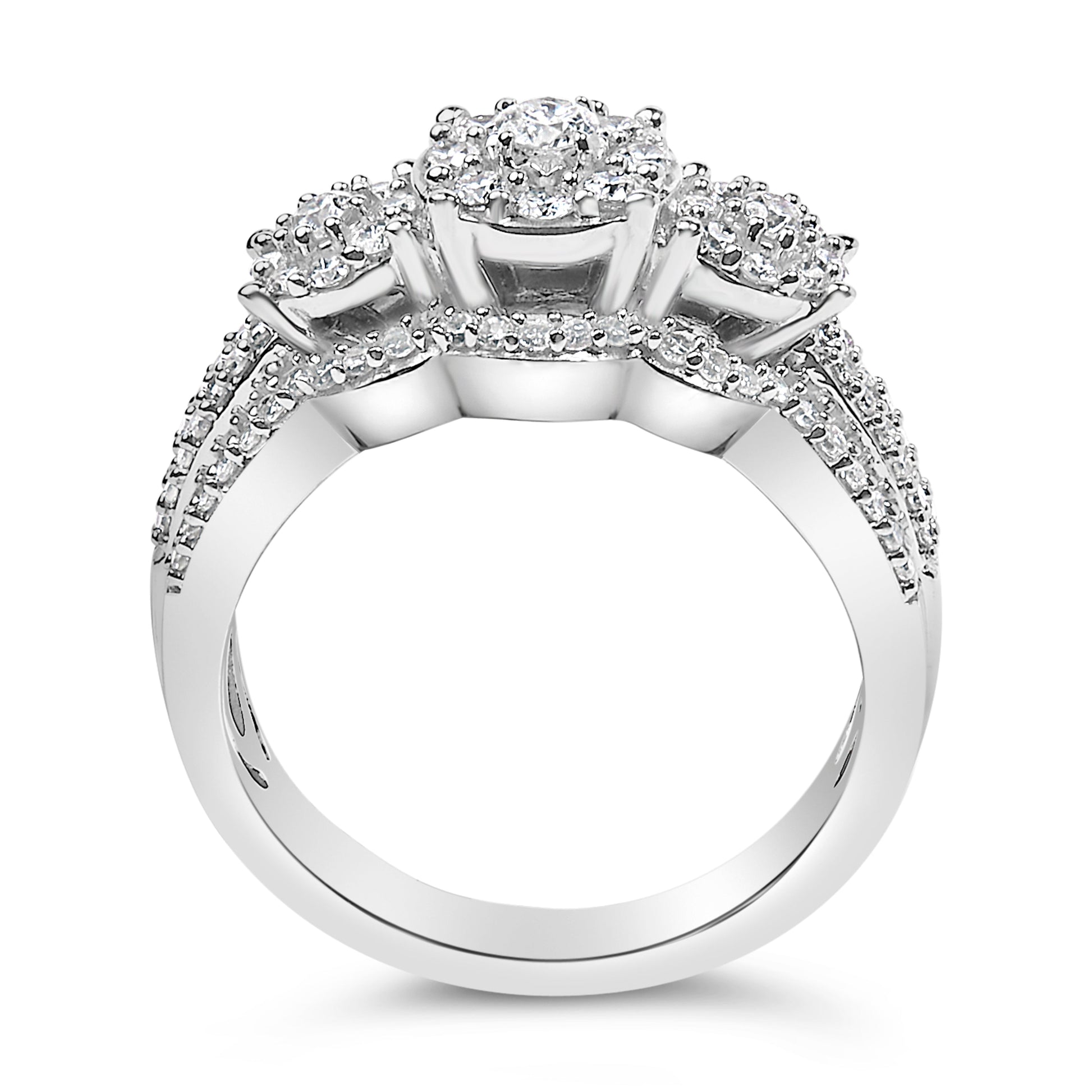 .925 Sterling Silver 1.0 Cttw Diamond Engagement Ring and Soldered Wedding Band Set Bids.com