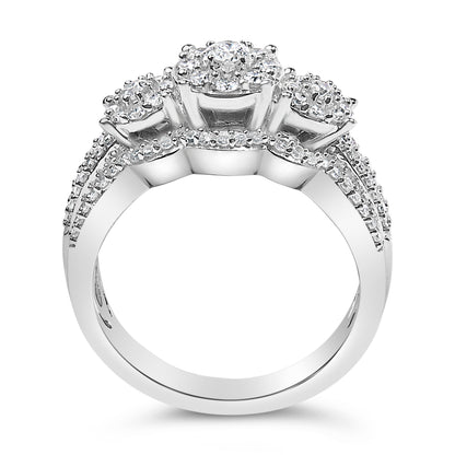 .925 Sterling Silver 1.0 Cttw Diamond Engagement Ring and Soldered Wedding Band Set Bids.com