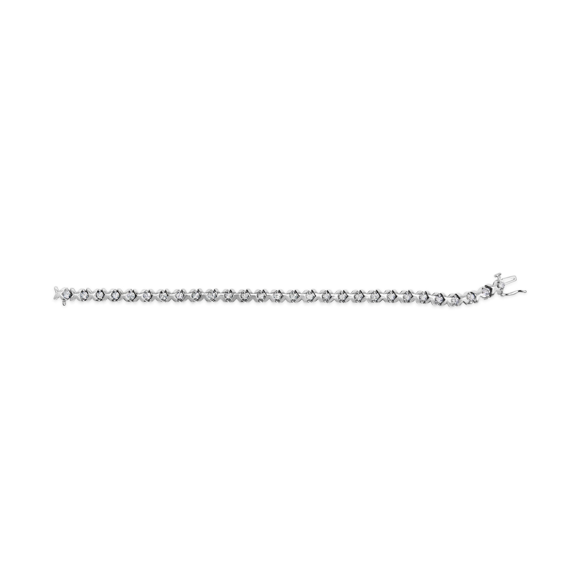 10K White Gold 1 1/2 Cttw Diamond Alternating Diamond and X-Link 7.5" Tennis Bracelet (H-I Color, I2-I3 Clarity) Bids.com