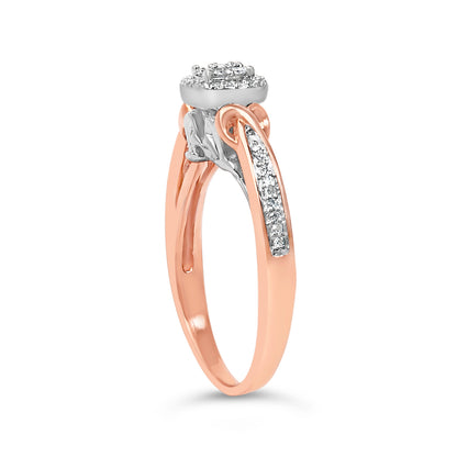 14K Rose Gold Plated Sterling Silver 1/6 Cttw Diamond Knot Cluster Ring Bids.com