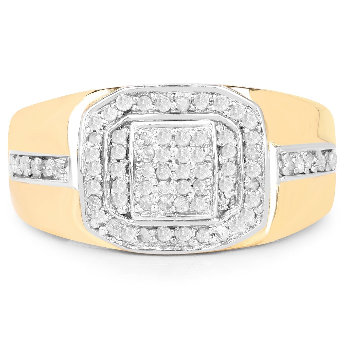 14K Yellow Gold Plated 0.29 Carat Genuine White Diamond .925 Sterling Silver Ring Bids.com