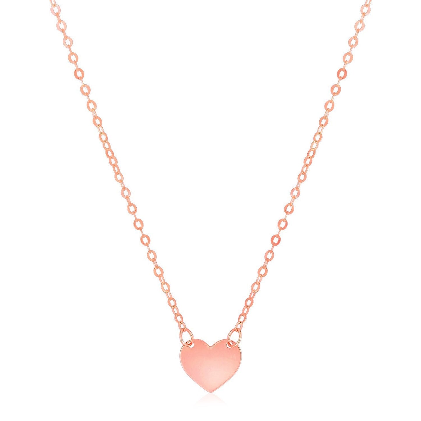 14k Rose Gold Polished Mini Heart Necklace Bids.com
