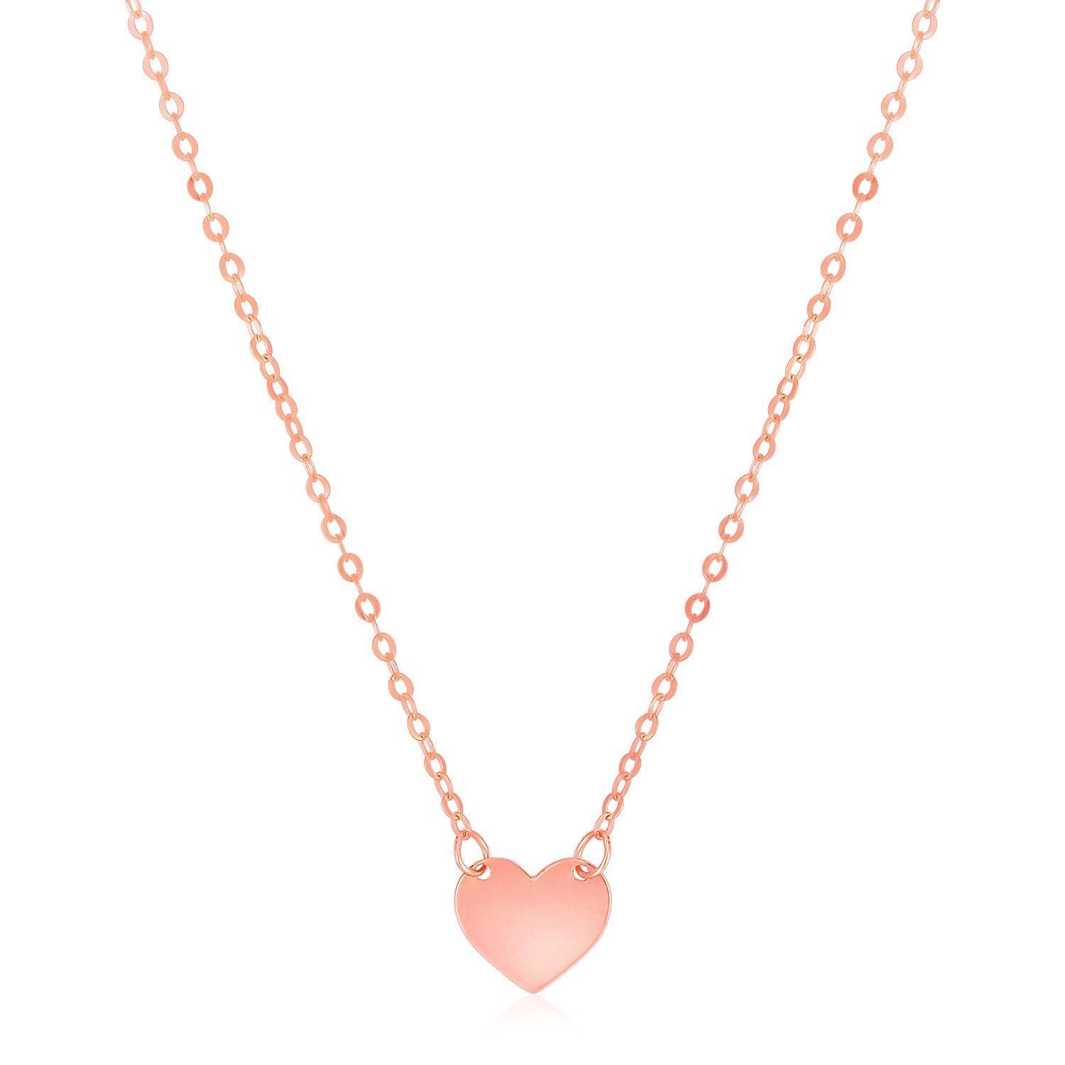 14k Rose Gold Polished Mini Heart Necklace Bids.com