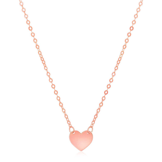 14k Rose Gold Polished Mini Heart Necklace Bids.com