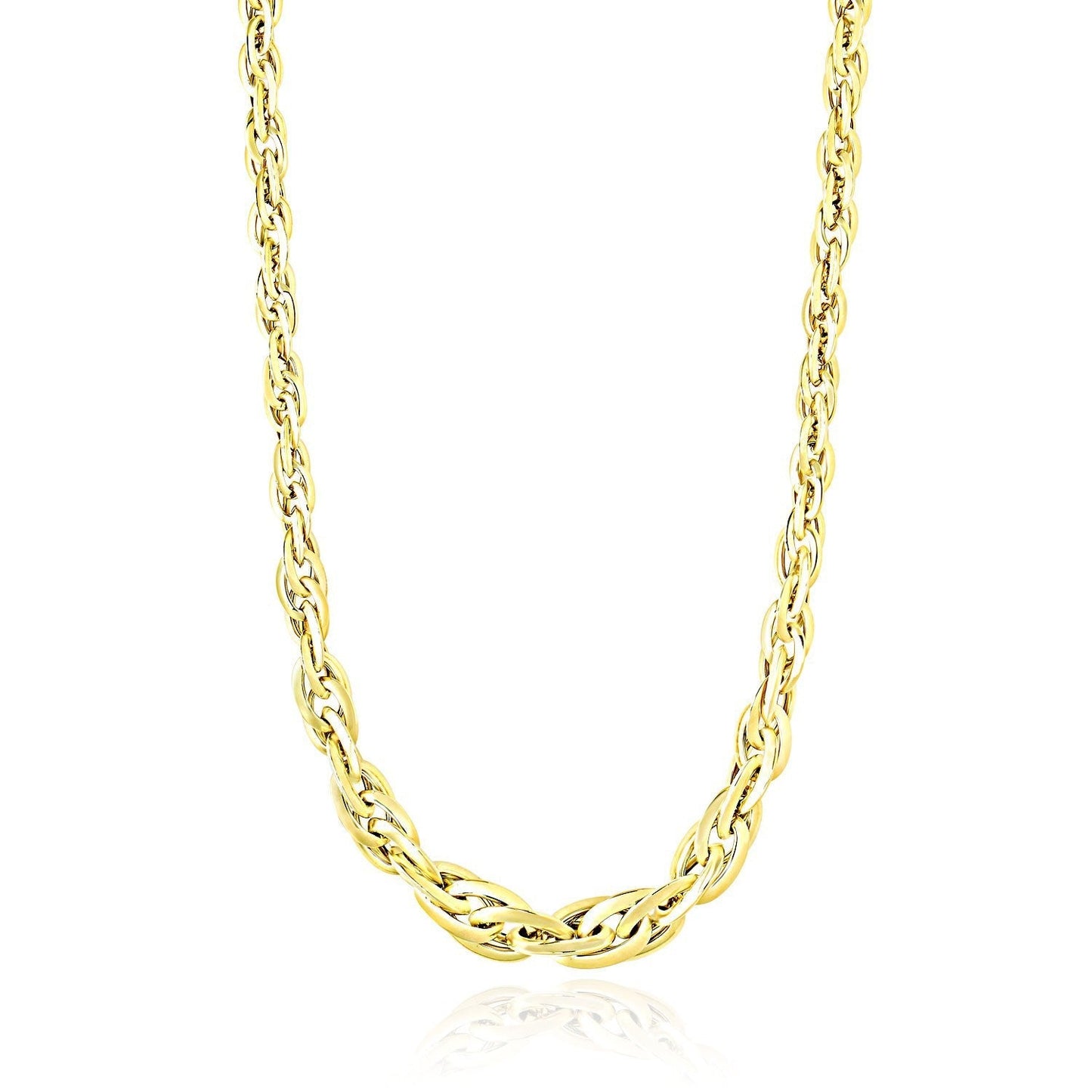 Polished Double Oval Link Chain Necklace in 14k Yellow Gold Bids.com