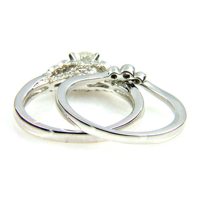 .90ct Antique Style Engagement Ring Set 14KT White Gold Bids.com