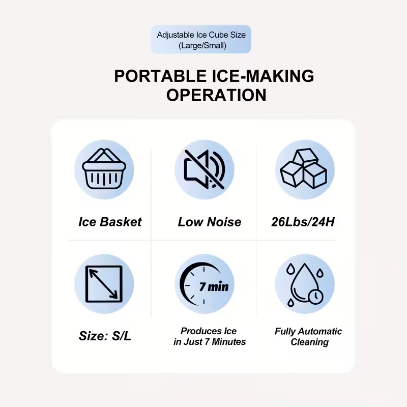 Countertop Portable Ice Maker – 26lb/24h, 9 Cubes/6min, Black DailySale