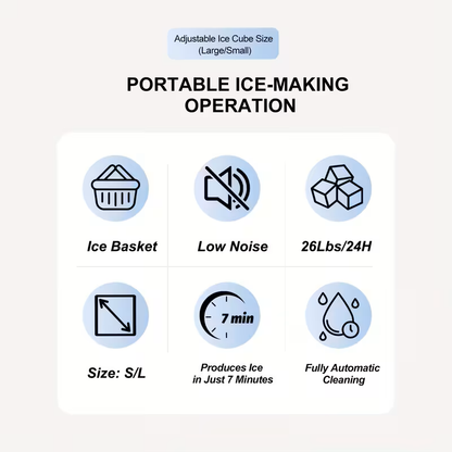 Countertop Portable Ice Maker – 26lb/24h, 9 Cubes/6min, Black DailySale