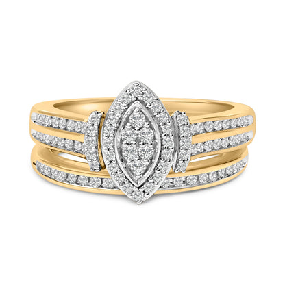 14K Yellow Gold Plated Sterling Silver 1/2 Cttw Marquise Cluster Diamond Bridal Set Bids.com