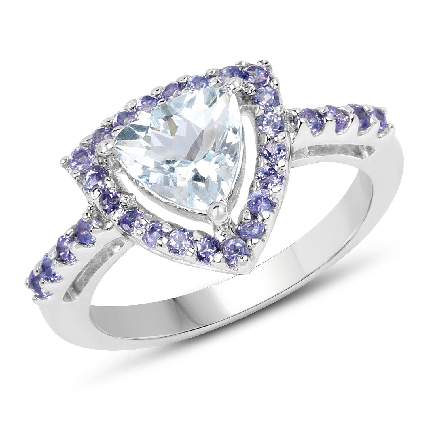 1.41 Carat Genuine Aquamarine & Tanzanite .925 Sterling Silver Ring Bids.com