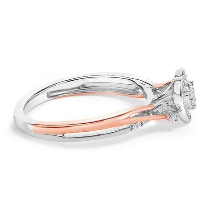14K Rose Gold Plated Sterling Silver 1/10 Cttw Diamond Heart Motif Ring Bids.com