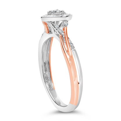 14K Rose Gold Plated Sterling Silver 1/10 Cttw Diamond Heart Motif Ring Bids.com