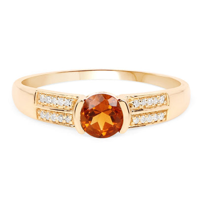 0.51 Carat Genuine Citrine and White Diamond 14K Yellow Gold Ring Bids.com