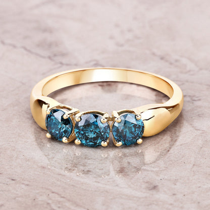1.03 Carat Genuine Blue Diamond 14K Yellow Gold Ring Bids.com