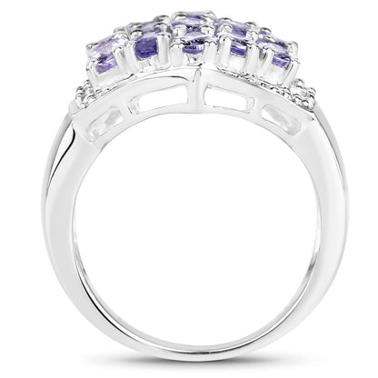 2.41 Carat Genuine Tanzanite and White Topaz .925 Sterling Silver Ring Bids.com