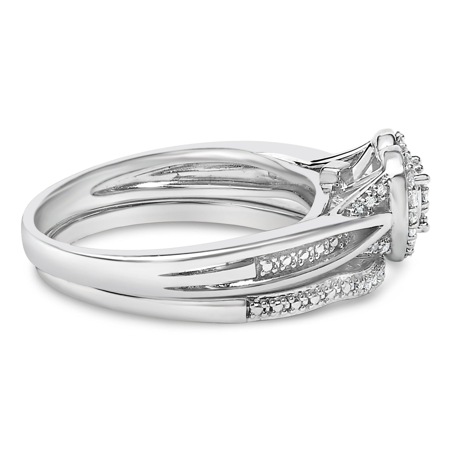 Sterling Silver 1/5 Cttw Diamond Heart Motif Bridal Set Bids.com