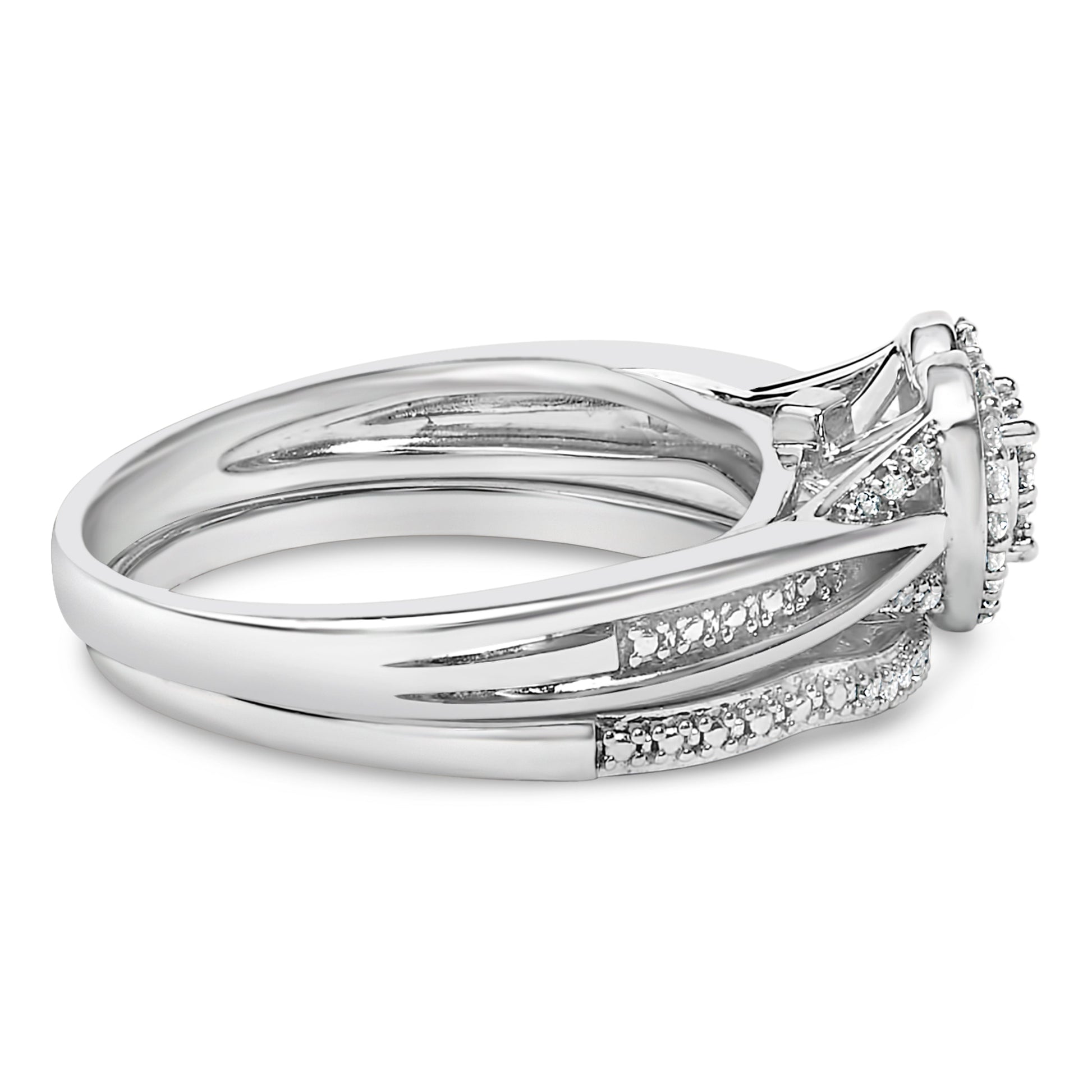 Sterling Silver 1/5 Cttw Diamond Heart Motif Bridal Set Bids.com