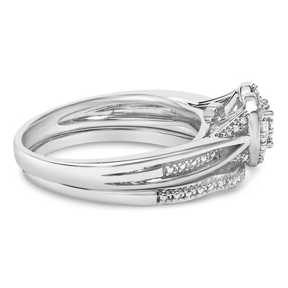 Sterling Silver 1/5 Cttw Diamond Heart Motif Bridal Set Bids.com