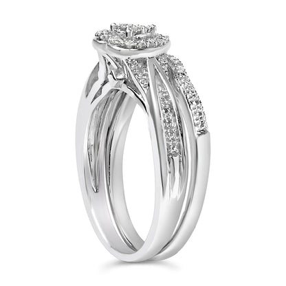 Sterling Silver 1/5 Cttw Diamond Heart Motif Bridal Set Bids.com