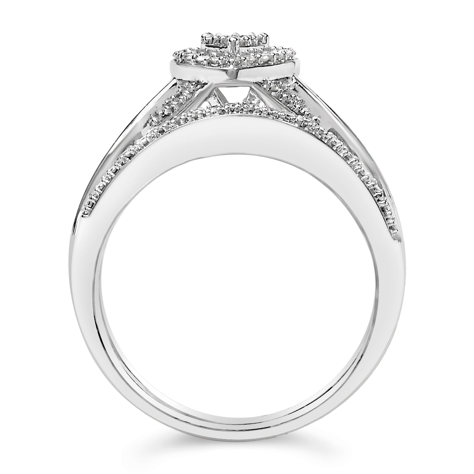 Sterling Silver 1/5 Cttw Diamond Heart Motif Bridal Set Bids.com