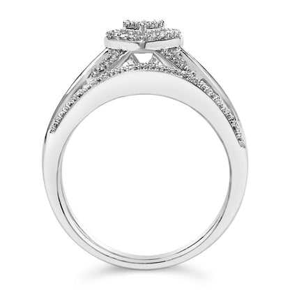 Sterling Silver 1/5 Cttw Diamond Heart Motif Bridal Set Bids.com