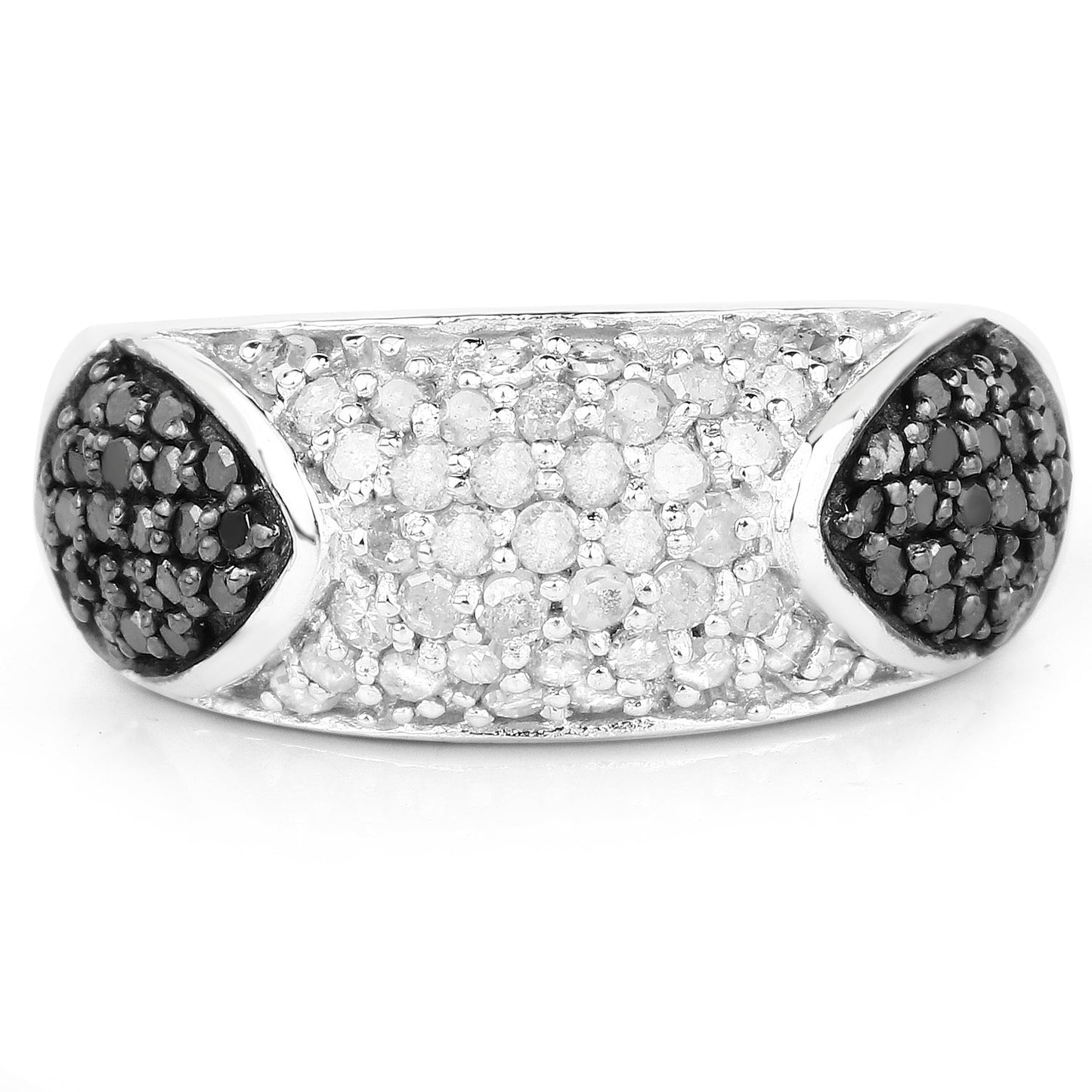 0.99 Carat Genuine Black Diamond and White Diamond .925 Sterling Silver Ring Bids.com