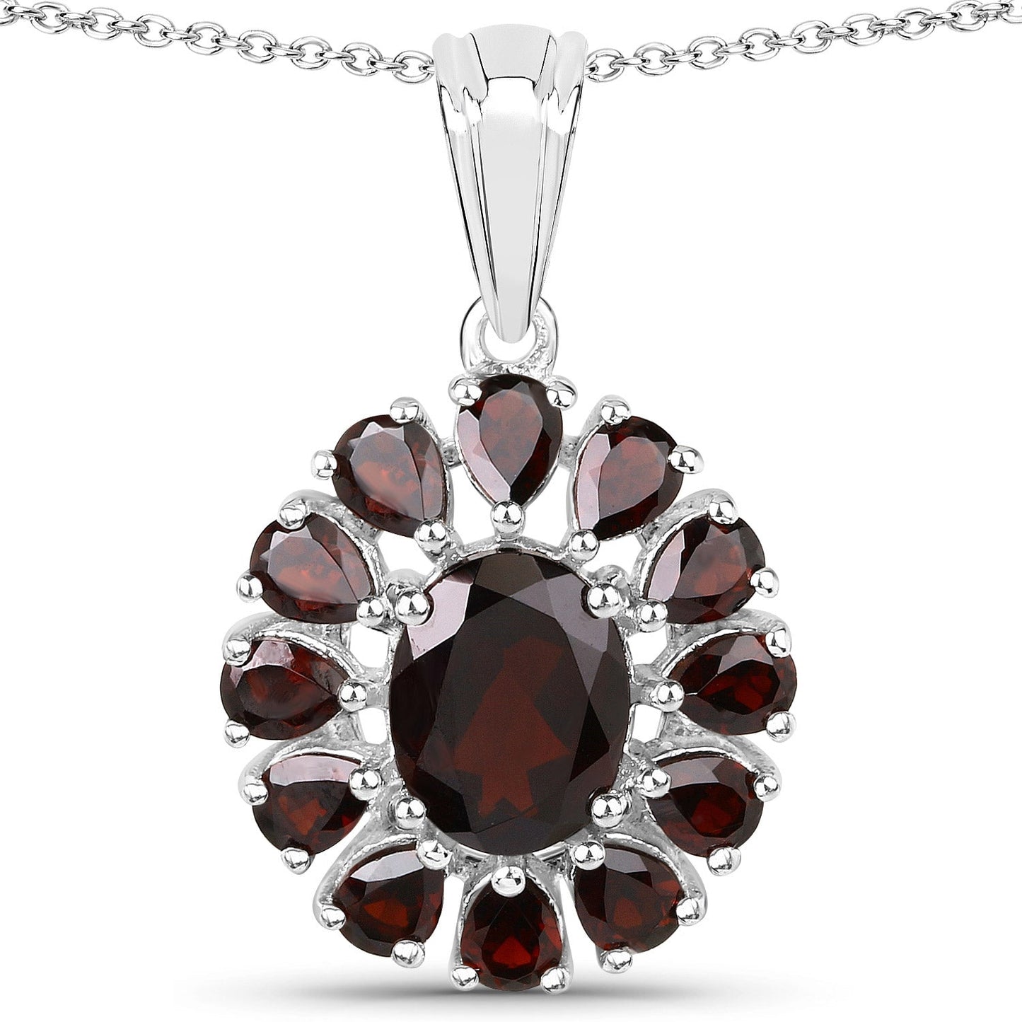 13.82 Carat Genuine Garnet and White Topaz .925 Sterling Silver 3 Piece Jewelry Set (Ring, Earrings, and Pendant w/ Chain) Bids.com