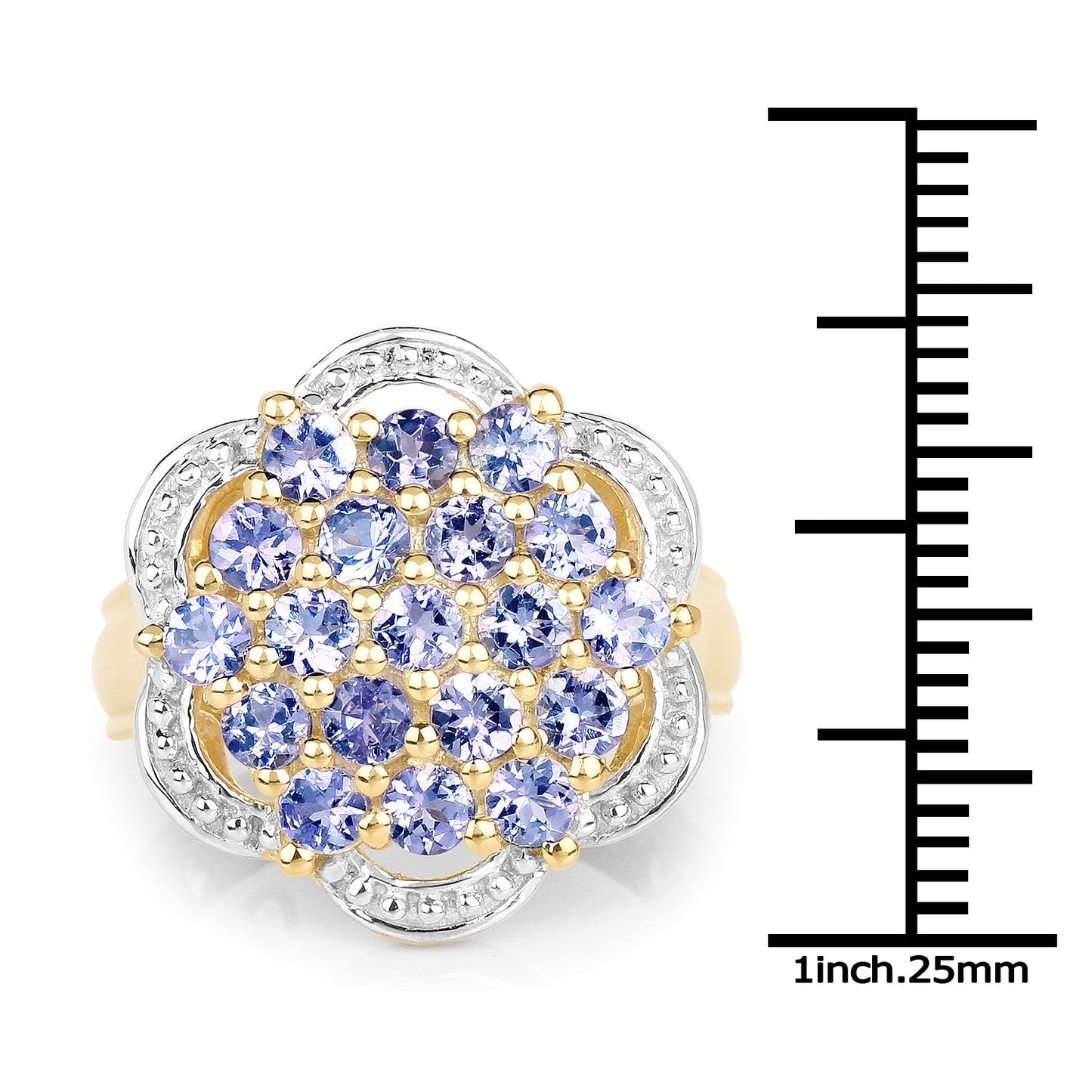 14K Yellow Gold Plated 1.52 Carat Genuine Tanzanite .925 Sterling Silver Ring Bids.com