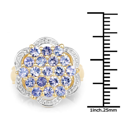 14K Yellow Gold Plated 1.52 Carat Genuine Tanzanite .925 Sterling Silver Ring Bids.com