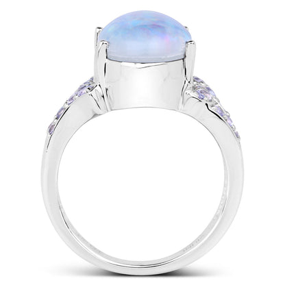 4.12 Carat Genuine Triplet Opal and Tanzanite .925 Sterling Silver Ring Bids.com