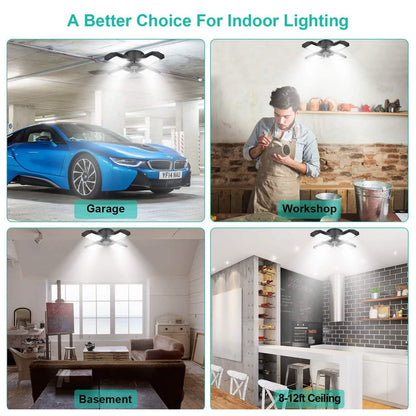 80W Deformable LED Garage Ceiling Lights with 4 Adjustable Panels DailySale