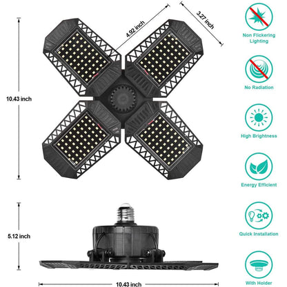 80W Deformable LED Garage Ceiling Lights with 4 Adjustable Panels DailySale