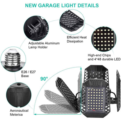 80W Deformable LED Garage Ceiling Lights with 4 Adjustable Panels DailySale