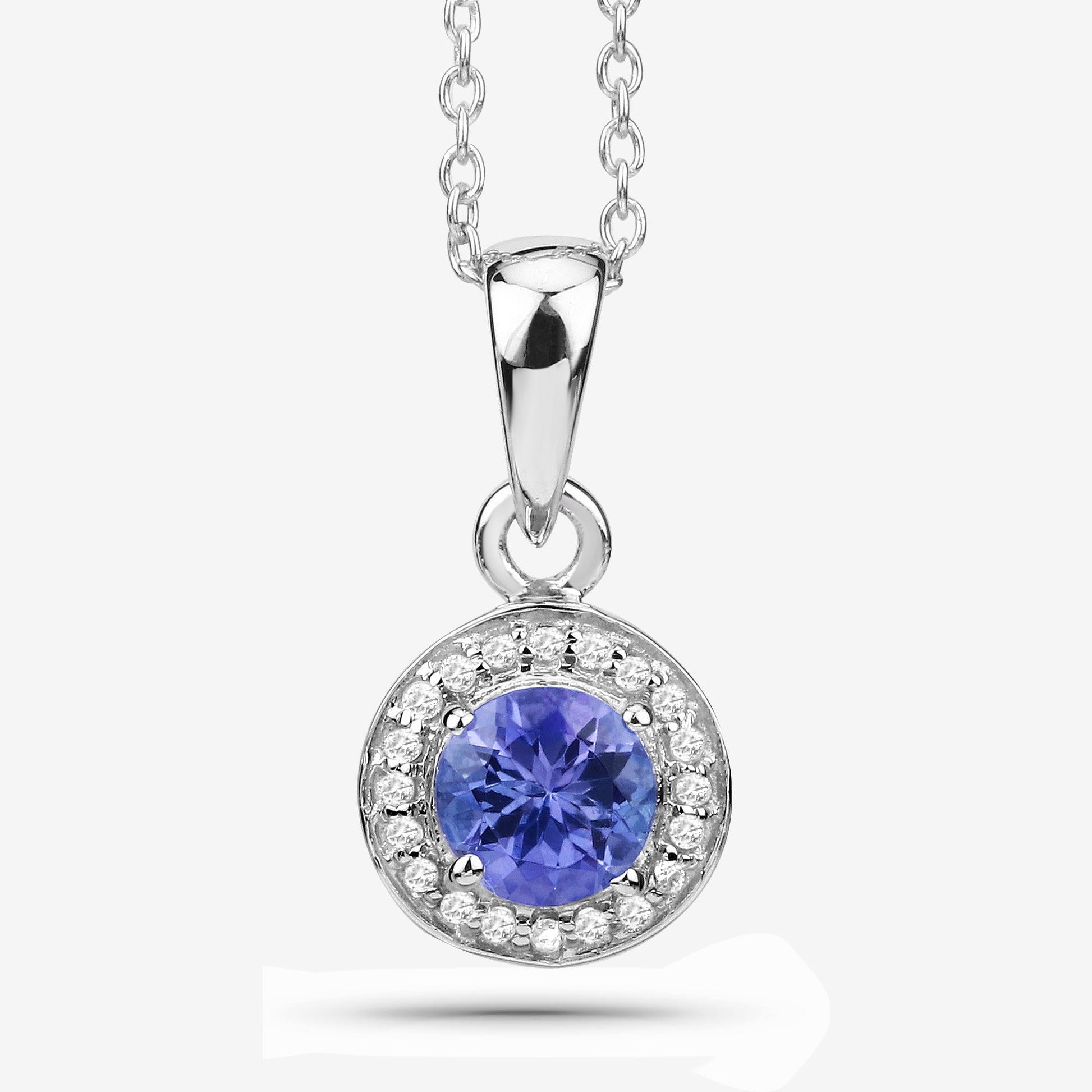 1.05 Carat Genuine Tanzanite and White Topaz .925 Sterling Silver Pendant Bids.com