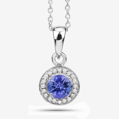 1.05 Carat Genuine Tanzanite and White Topaz .925 Sterling Silver Pendant Bids.com