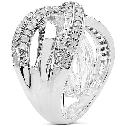 0.55 Carat Genuine White Diamond .925 Sterling Silver Ring Bids.com