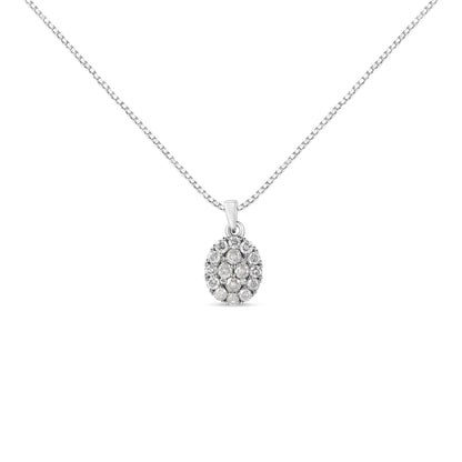 .925 Sterling Silver 1 1/2 Cttw Diamond Oval Cluster Pendant Necklace (I-J Color, I2-I3 Clarity) - 18" Bids.com