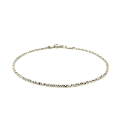 14k White Gold Solid Diamond Cut Rope Bracelet 1.5mm Bids.com