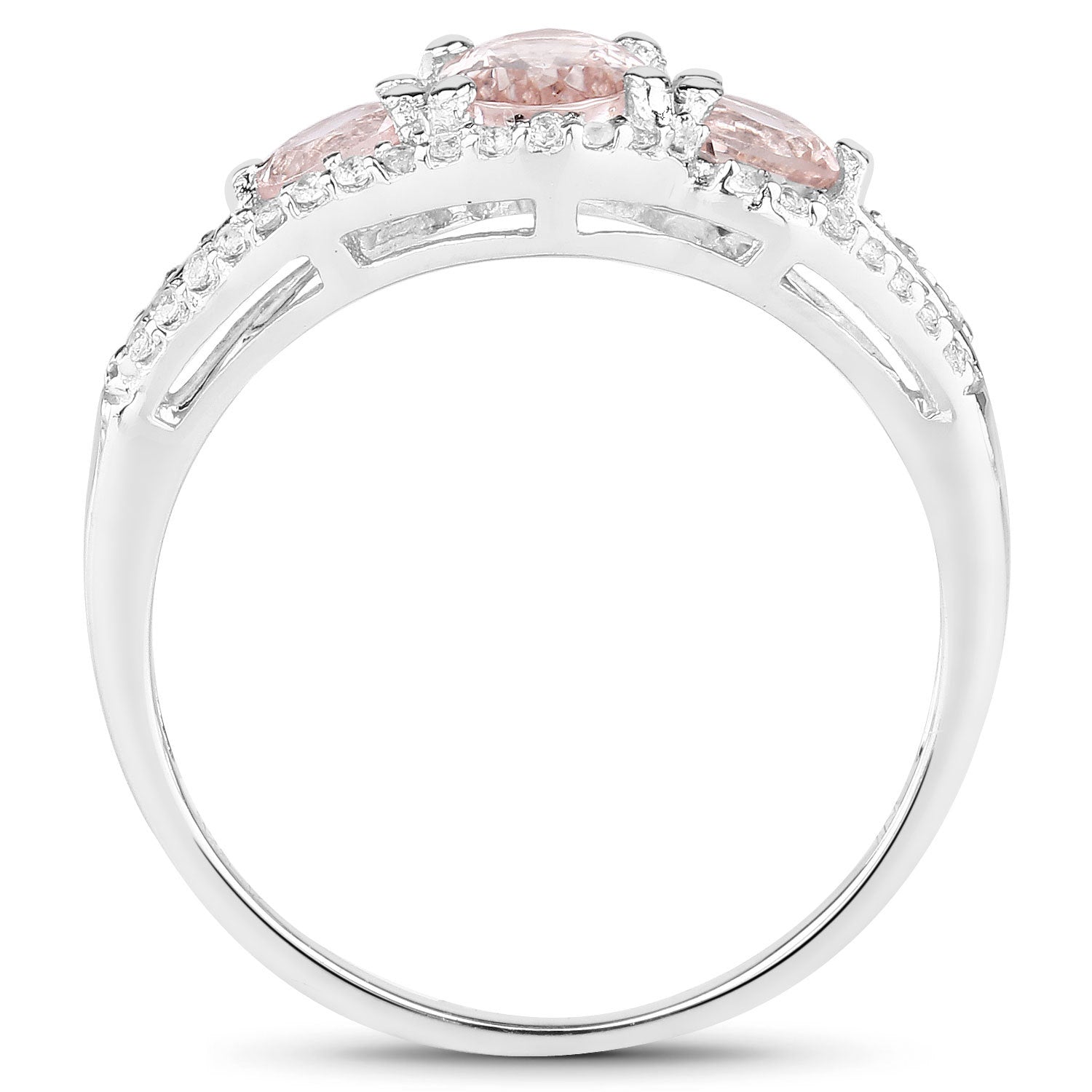 1.34 Carat Genuine Morganite and White Topaz .925 Sterling Silver Ring Bids.com
