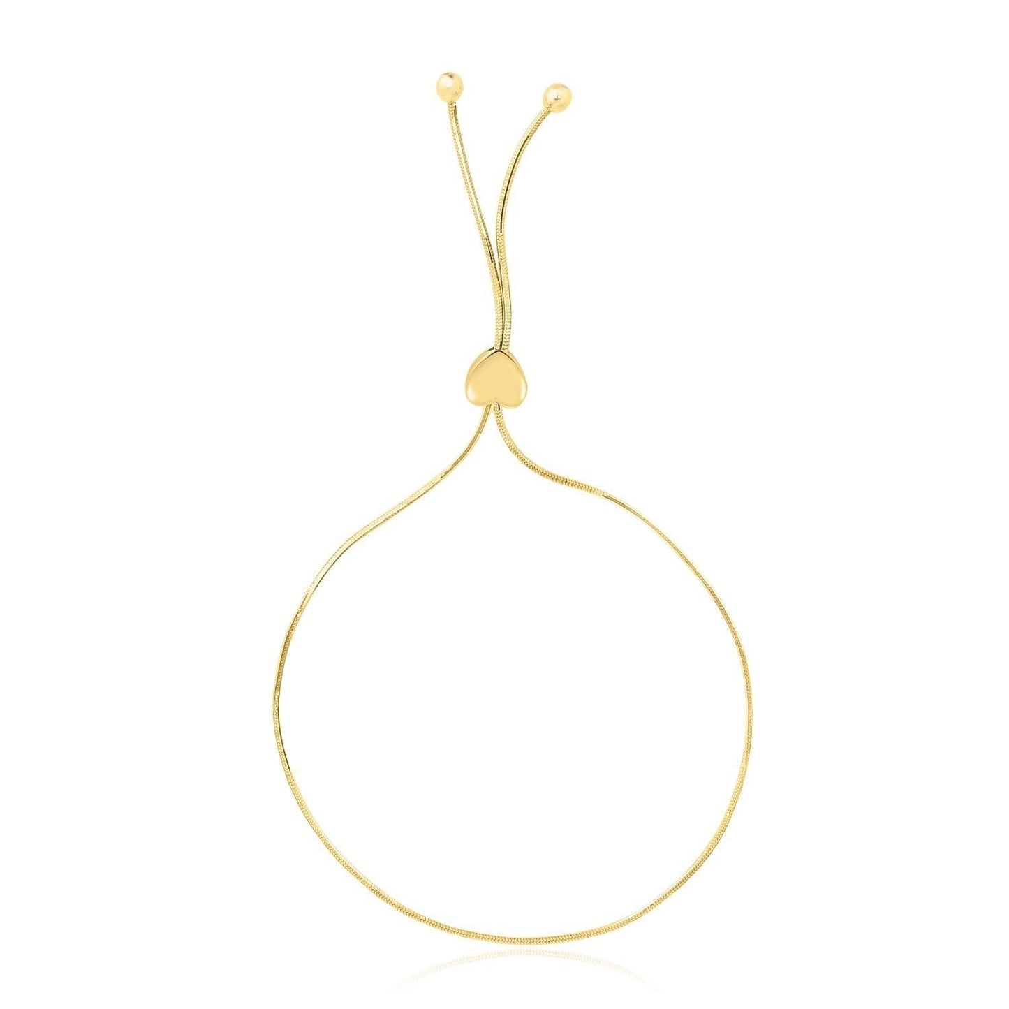 14k Yellow Gold Adjustable Lariat Style Heart Motif Bracelet Bids.com