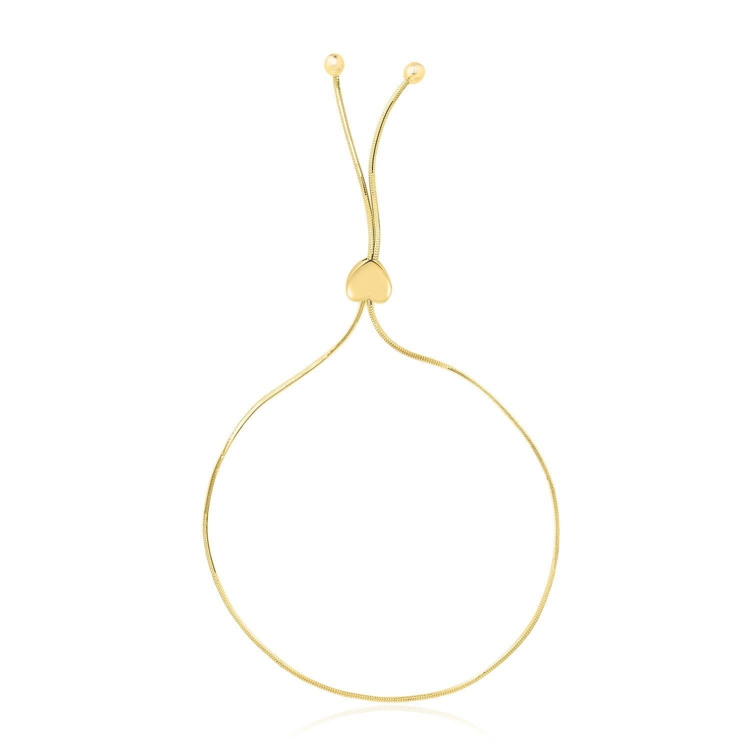 14k Yellow Gold Adjustable Lariat Style Heart Motif Bracelet Bids.com