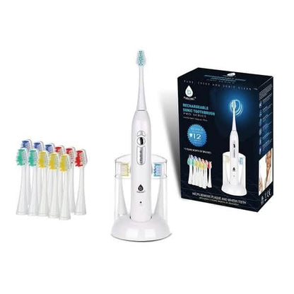 Pursonic S430 Rechargeable Electric Sonic Toothbrush - 12 Brush-Heads Included DailySale