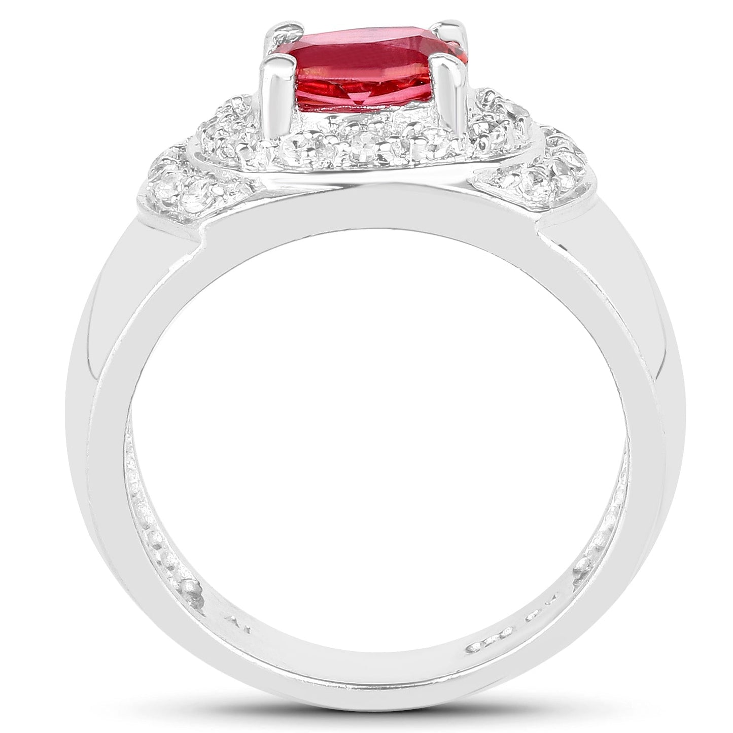 1.37 Carat Genuine Pink Topaz and White Cubic Zirconia .925 Sterling Silver Ring Bids.com