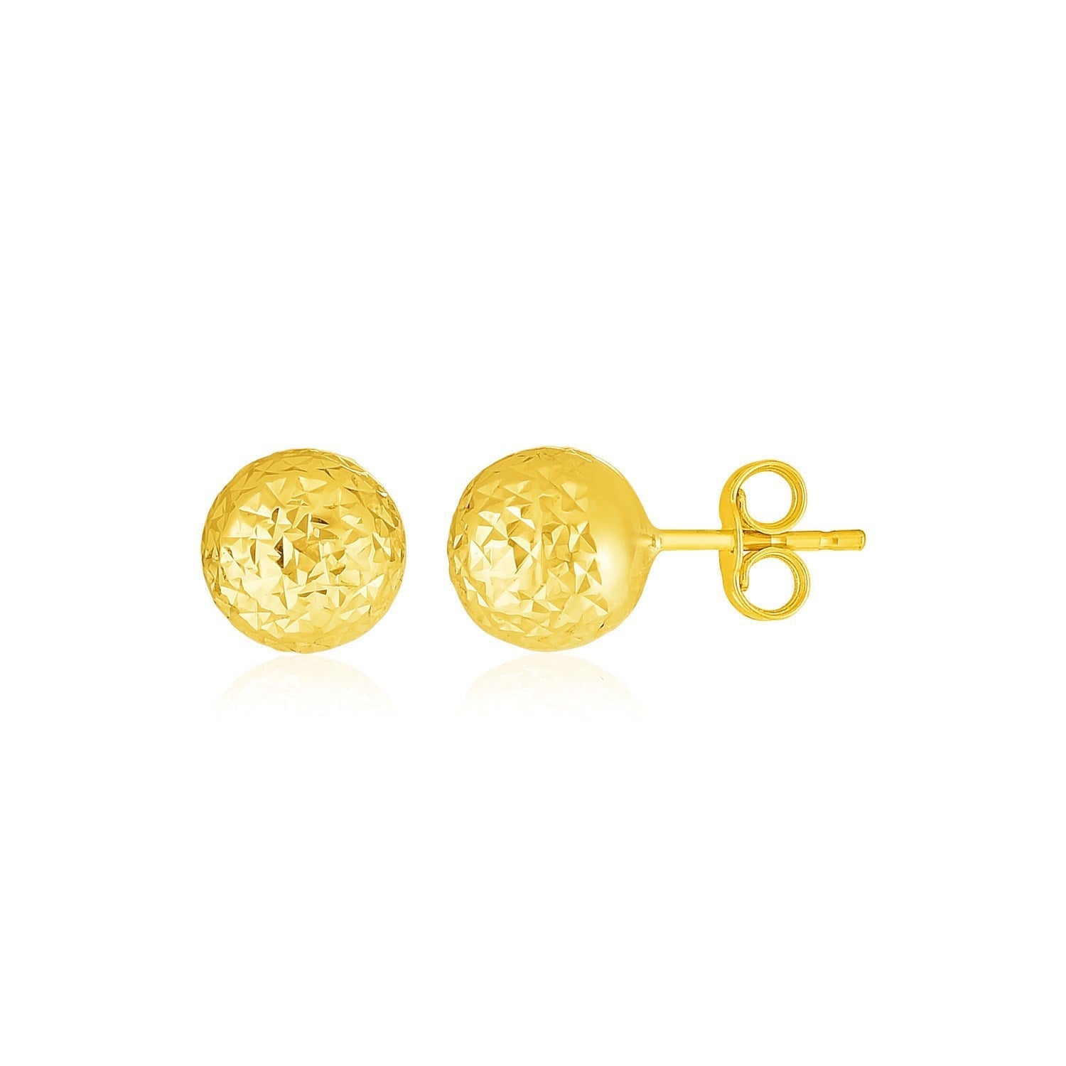 14k Yellow Gold Ball Earrings with Crystal Cut Texture Bids.com