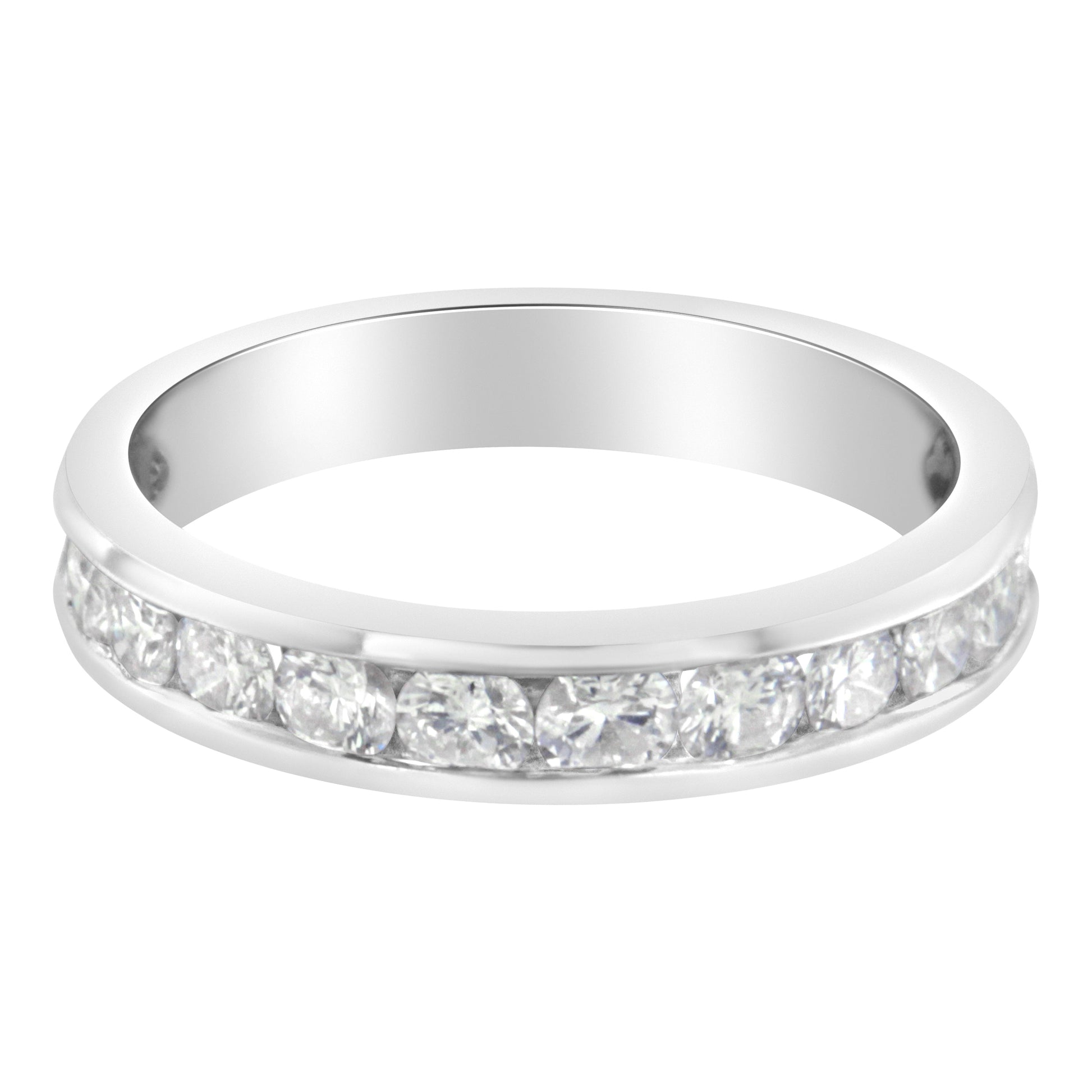 IGI Certified 1.0 Cttw Diamond 18K White Gold Channel-Set Half-Eternity Band Wedding Ring (E-F Color, I1-I2 Clarity) - Size 5-1/2 Bids.com